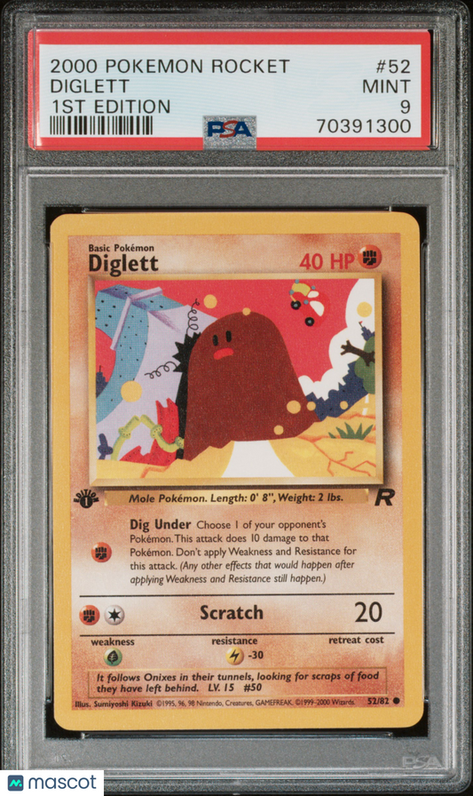 2000 Pokemon Rocket Diglett #52 1ST Edition PSA 9