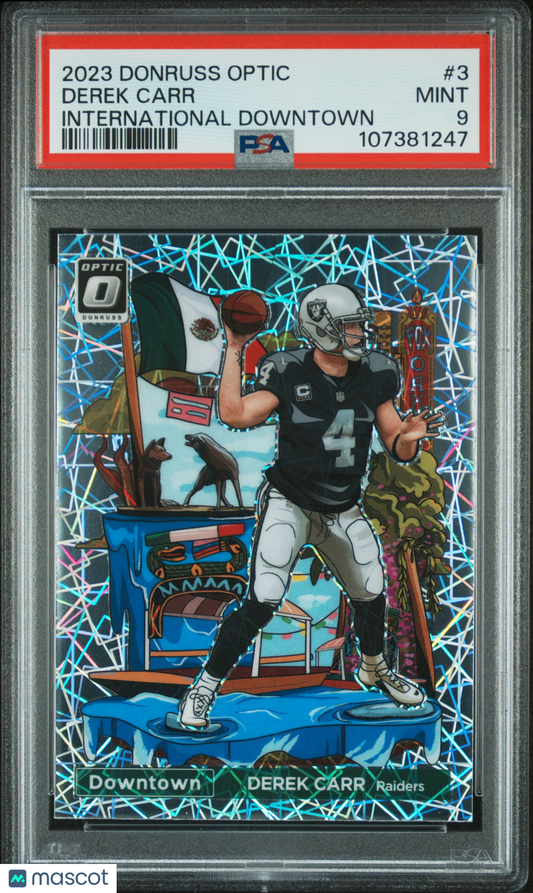 2023 Panini Donruss Optic International Downtown Derek Carr #3 PSA 9
