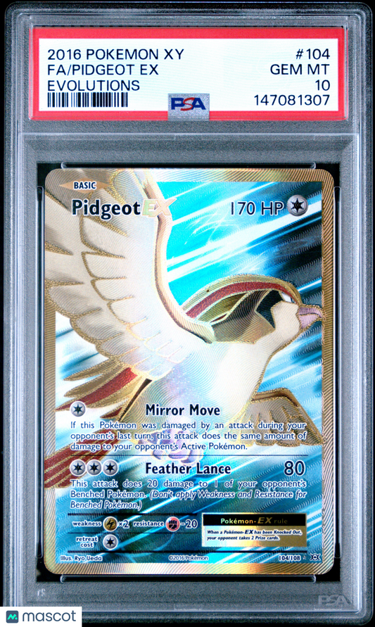 2016 Pokemon Xy Evolutions Pidgeot EX #104 Evolutions Fa PSA 10
