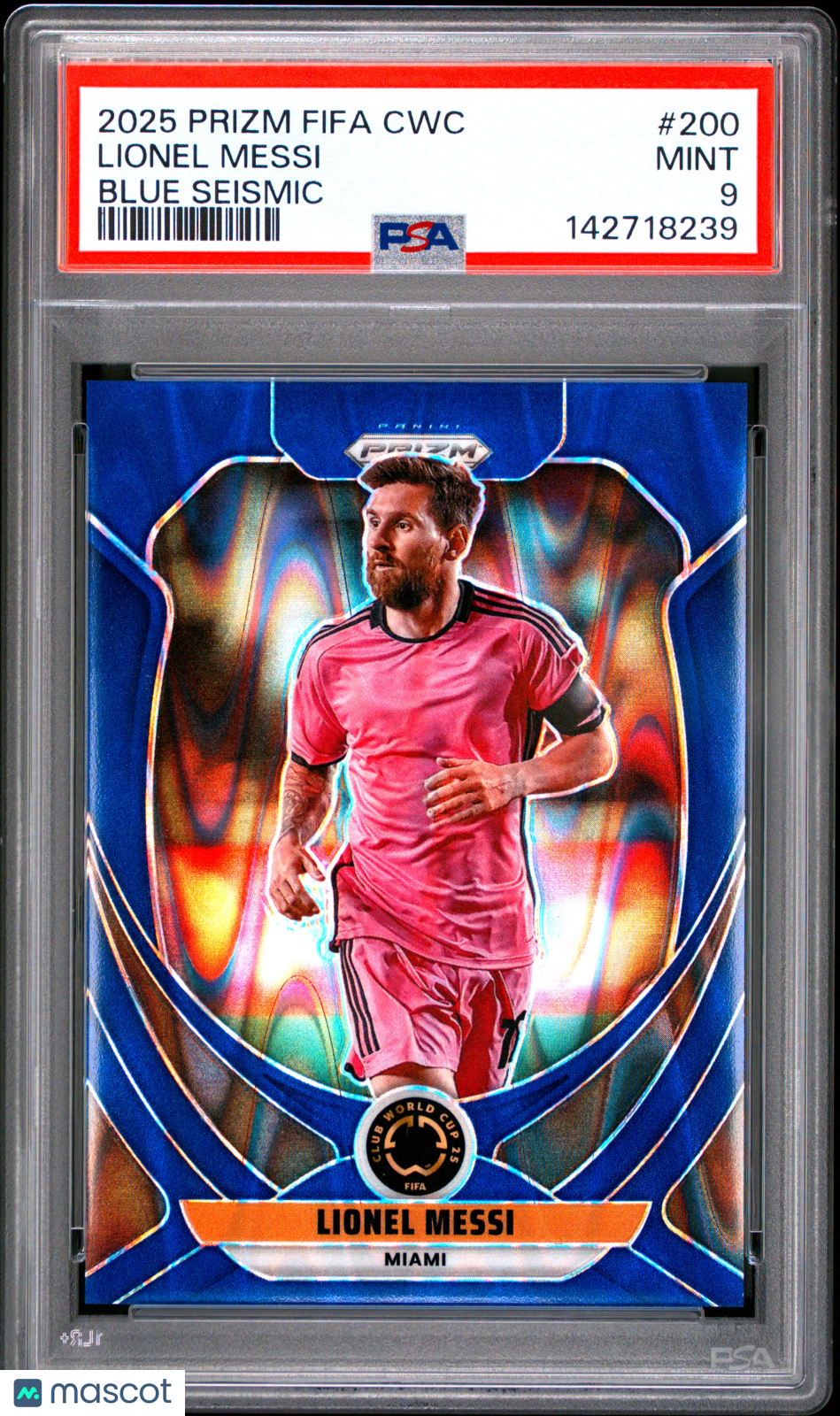 2025 Panini Prizm FIFA Club World Cup Lionel Messi #200 Blue Seismic PSA 9