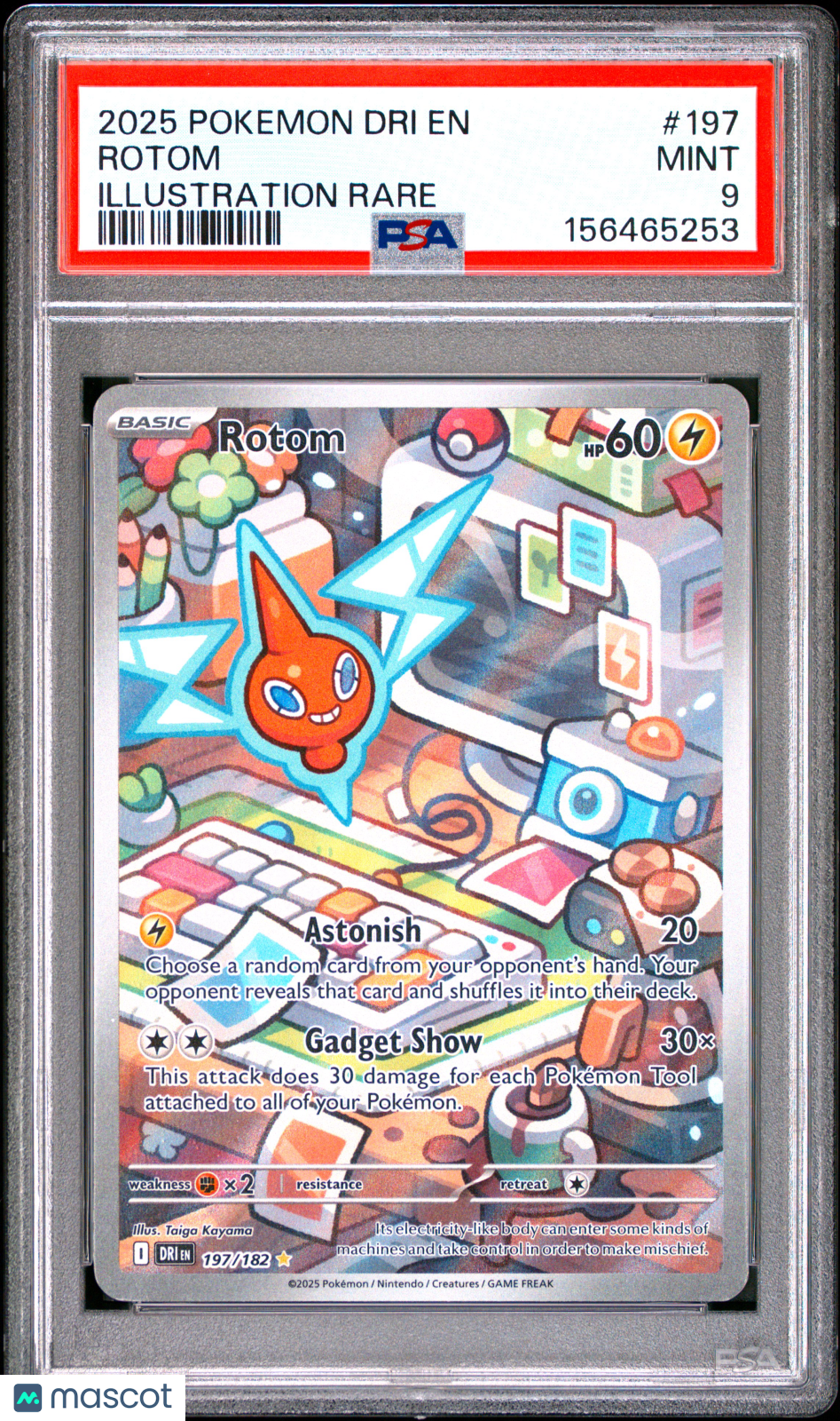 2025 Pokemon Dri EN-Destined Rivals Rotom #197 PSA 9
