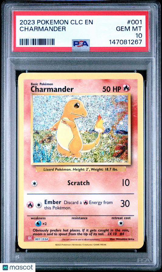 2023 Pokemon CLC-Trading Card Game Classic Charizard & Ho-Oh EX Deck Charmander #001 PSA 10