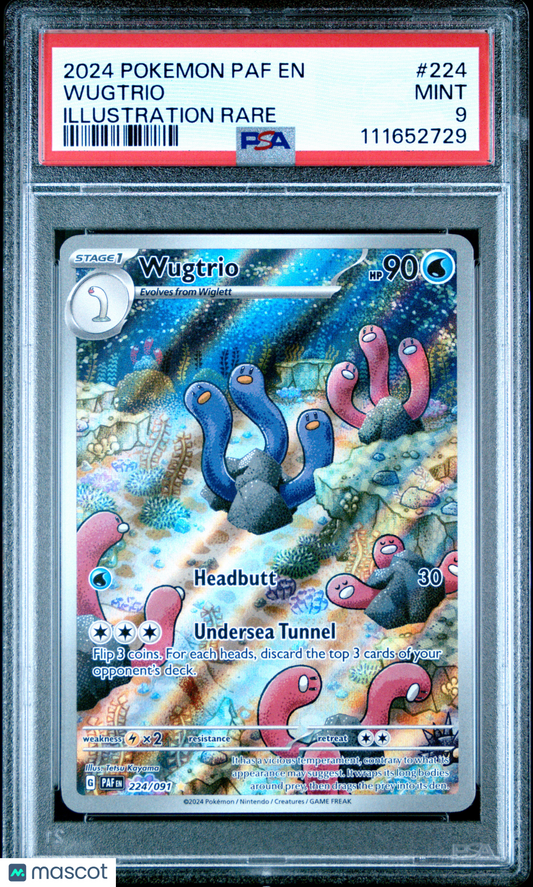 2024 Pokemon Paf EN-Paldean Fates Wugtrio #224 Illustration Rare PSA 9