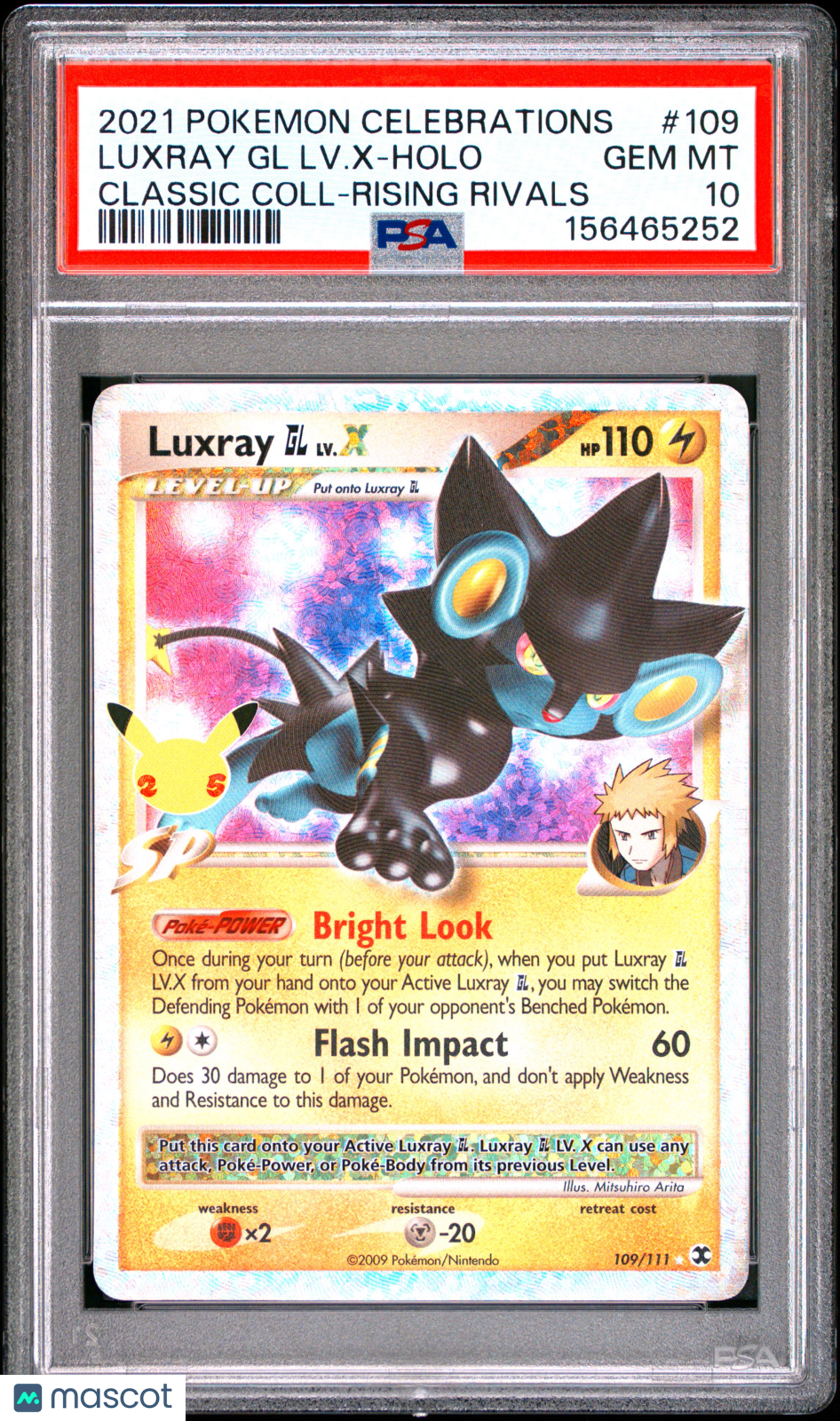 2021 Pokemon Celebrations Classic Collection Luxray GL LV. X #109 Classic Coll-Rising Rivals PSA 10