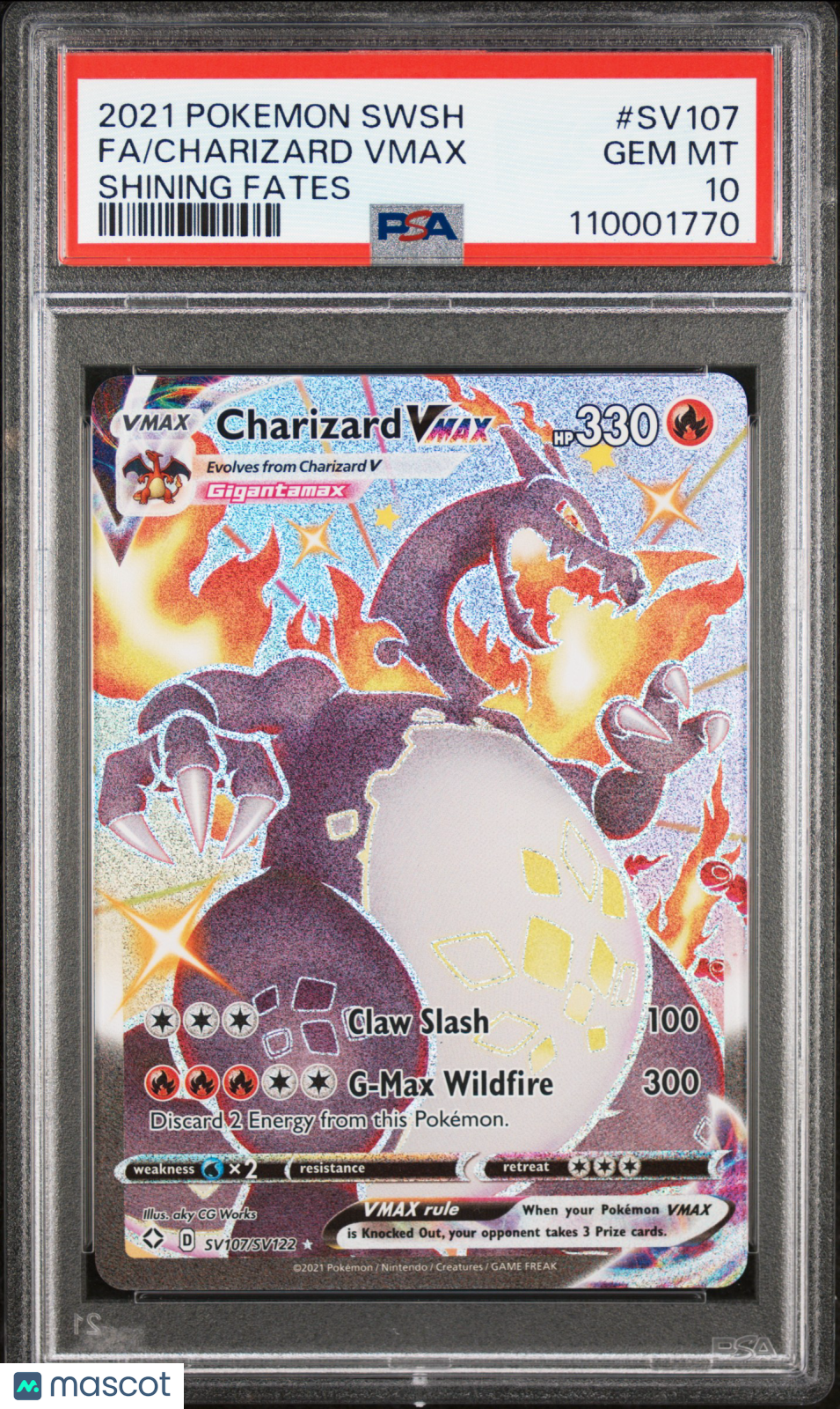 2021 Pokemon Sword & Shield Shining Fates Charizard VMAX #SV107 Fa Shining Fates PSA 10