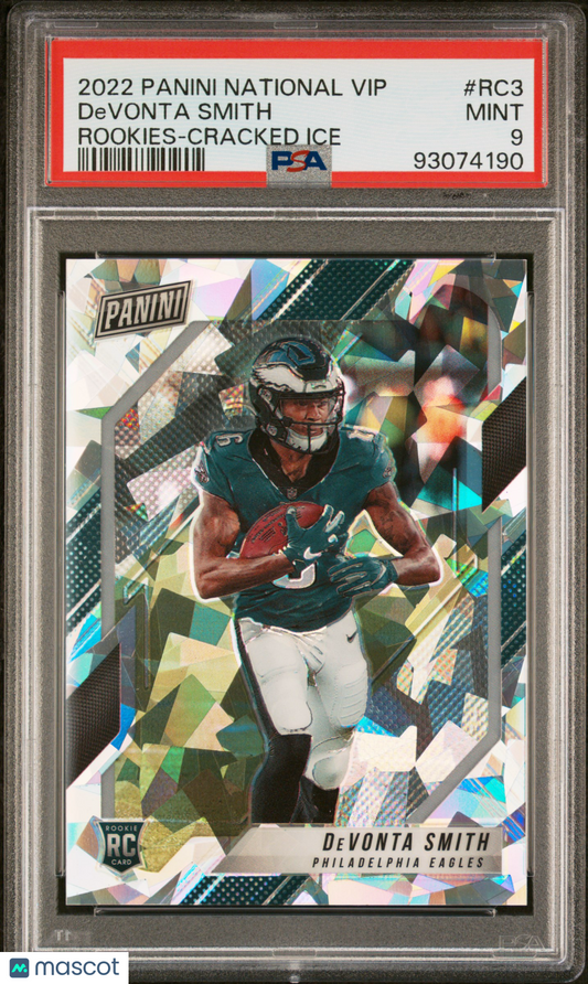 2022 Panini National Vip Rookies Devonta Smith #RC3 Cracked Ice PSA 9