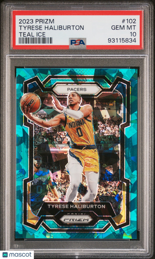 2023 Panini Prizm Tyrese Haliburton #102 Teal Ice PSA 10