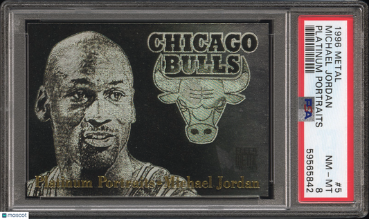 1996 Metal Platinum Portraits Michael Jordan #5 PSA 8