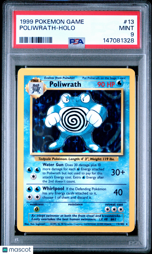 1999 Pokemon Game Poliwrath #13 PSA 9