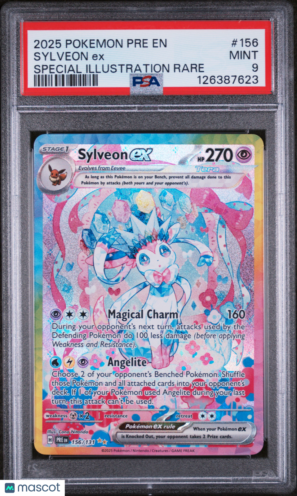 2025 Pokemon Prismatic Evolutions Sylveon EX #156 SIR PSA 9