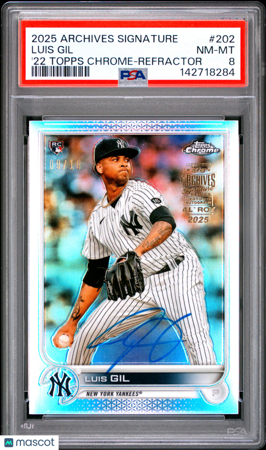 2025 Topps Archives Signature Series Luis Gil #202 '22 Chrome Refractor PSA 8