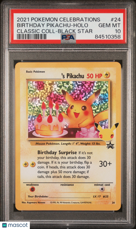 2021 Pokemon Celebrations Classic Collection Birthday Pikachu #24 PSA 10