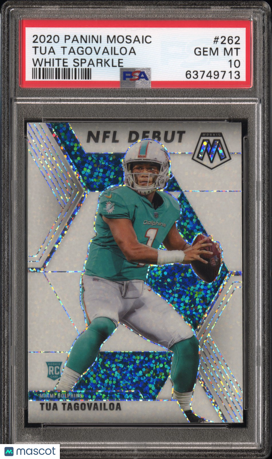 2020 Panini Mosaic Tua Tagovailoa #262 White Sparkle PSA 10