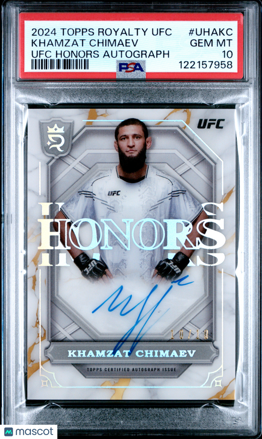 2024 Topps Royalty UFC Honors Auto Khamzat Chimaev /10  #UHAKC PSA 10 Pop 1
