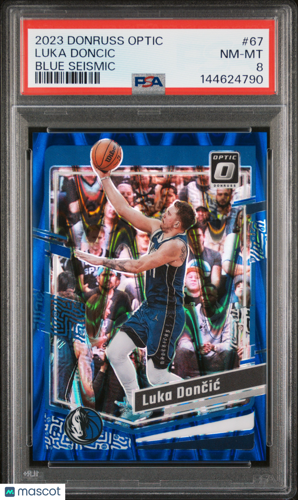 2023 Panini Donruss Optic Luka Doncic #67 Blue Seismic PSA 8