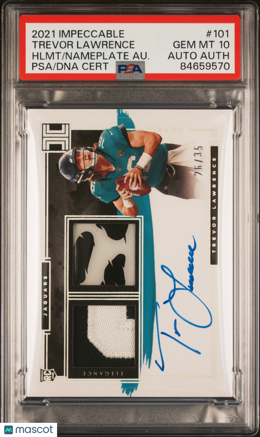 2021 Panini Impeccable Trevor Lawrence #101 Hlmt Nameplate Au. PSA 10 Auto A