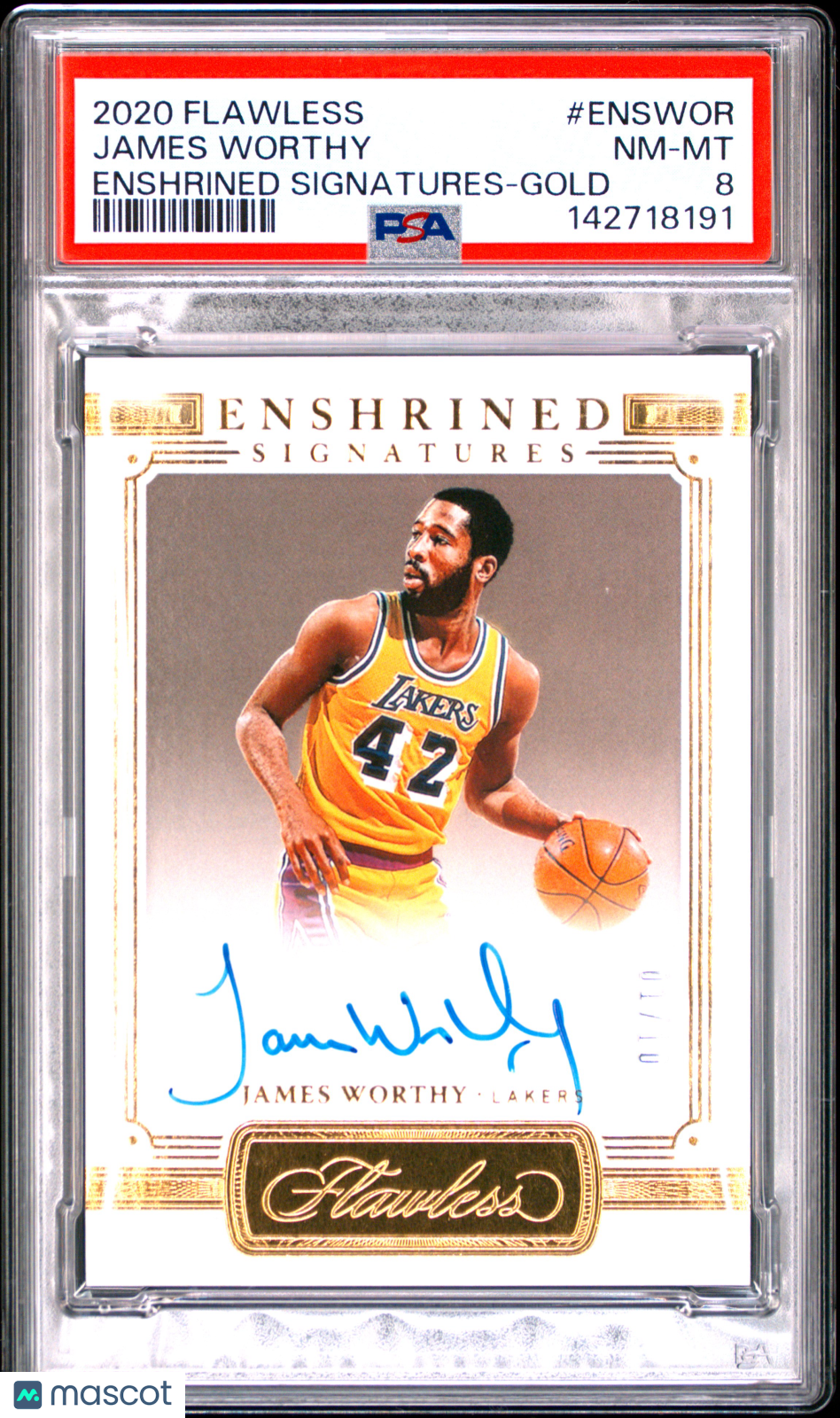 2020 Panini Flawless Enshrined Signatures James Worthy #ENSWOR Gold PSA 8
