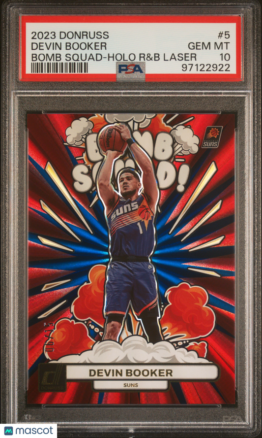 2023 Panini Donruss Bomb Squad Devin Booker #5 Holo R&B Laser PSA 10