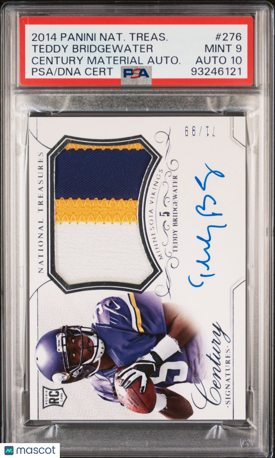 2014 National Treasures Teddy Bridgewater #276 Rookie Auto /99 PSA 9 RPA