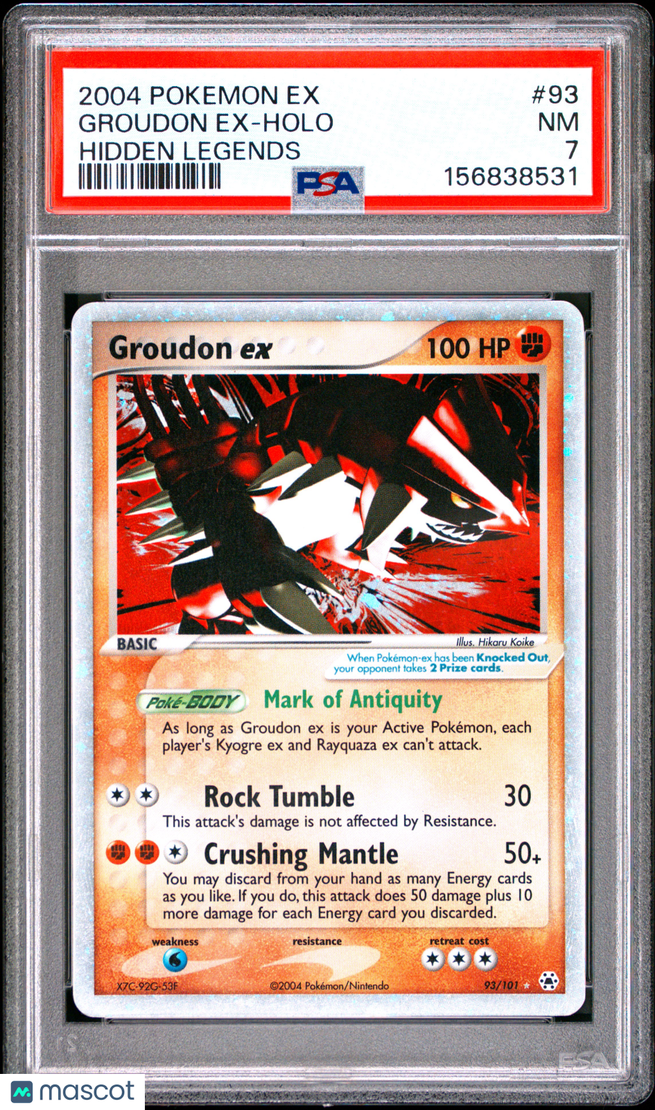 2004 Pokemon EX Hidden Legends Groudon EX #93 PSA 7