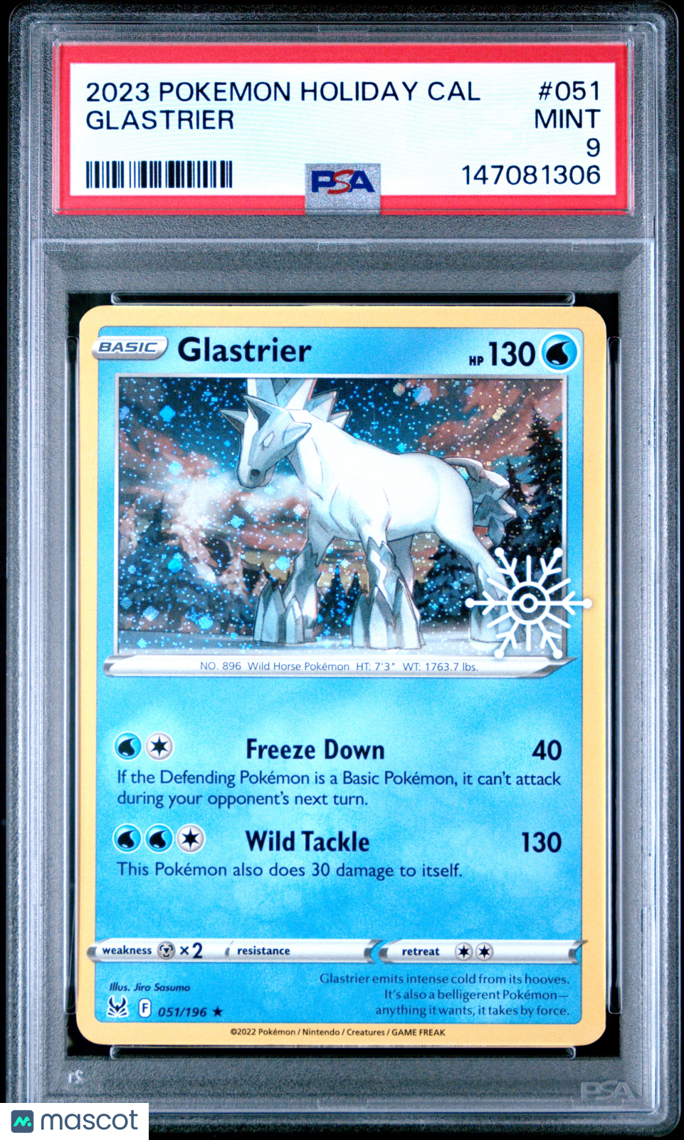 2023 Pokemon Holiday Calendar Glastrier #051 PSA 9