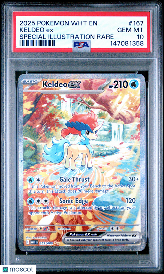 2025 Pokemon WHT EN-White Flare Keldeo EX #167 Special Illustration Rare PSA 10