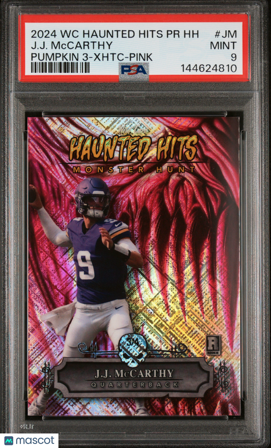 2024 Wild Card Monster Hunt Promo Pumpkin J. J. Mccarthy #JM 3 Pink PSA 9