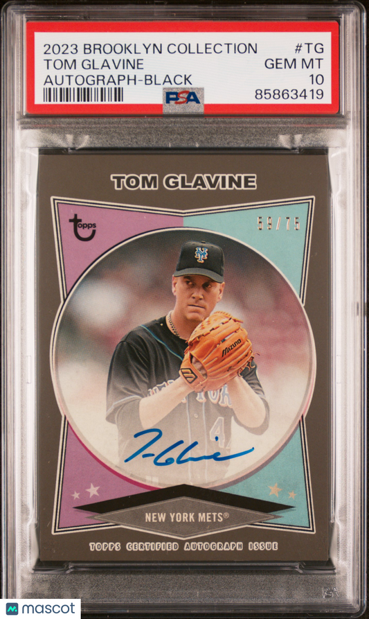 2023 Topps Brooklyn Collection Autograph Tom Glavine #TG Black PSA 10
