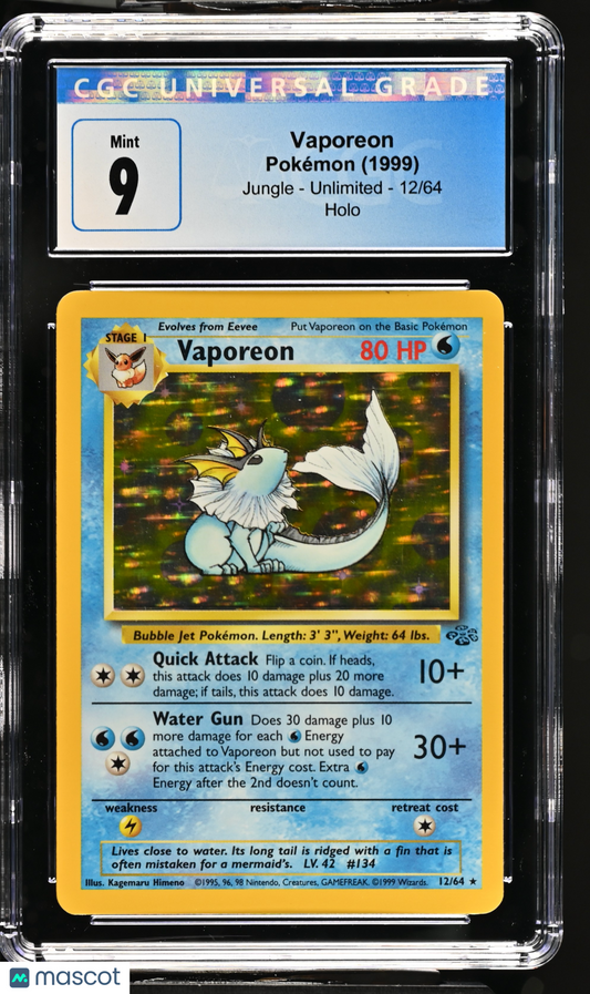 1999 Pokemon Jungle Vaporeon #12/64 CGC 9