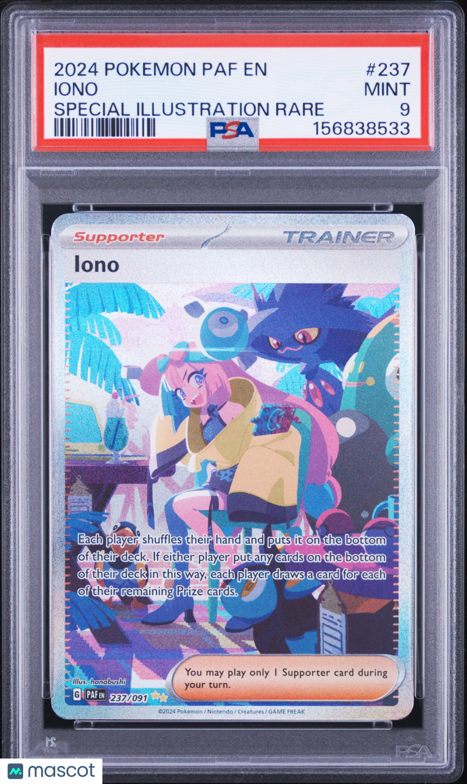 2024 Pokemon Paf EN-Paldean Fates Iono #237 PSA 9