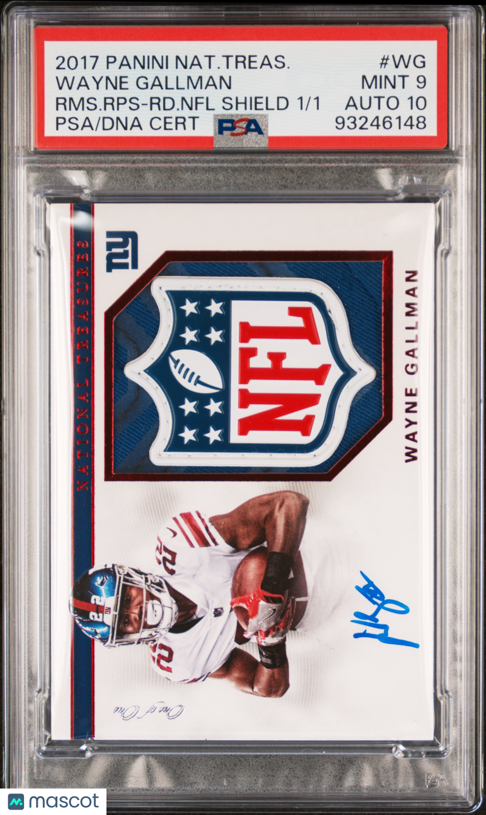 2017 National Treasures Wayne Gallman #WG Rookie Material Auto Shield PSA 9 RPA 1/1