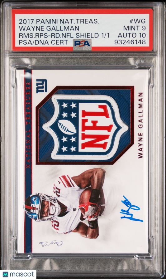 2017 National Treasures Wayne Gallman #WG Rookie Material Auto Shield PSA 9 RPA 1/1