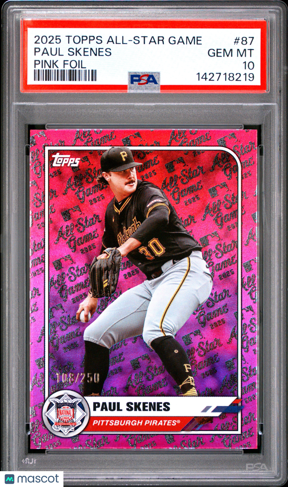 2025 Topps All-Star Game Paul Skenes #87 Pink Foil PSA 10 /250