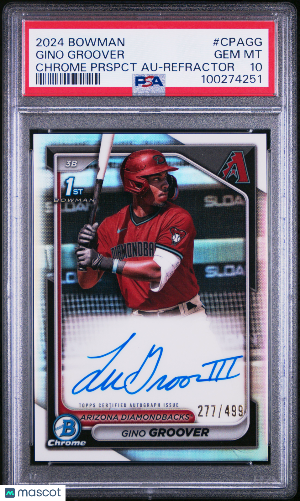 2024 Bowman Chrome Prospect Autographs Gino Groover #CPAGG  Refractor PSA 10