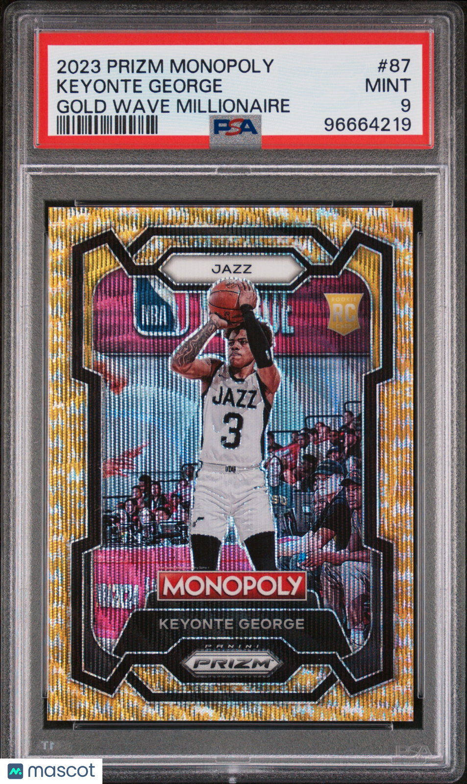 2023 Panini Prizm Monopoly Keyonte George #87 Gold Wave Millionaire PSA 9