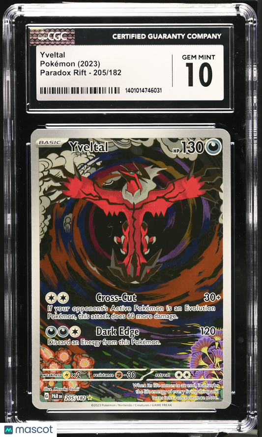 2023 Pokemon Paradox Rift Yveltal #205/182 Illustration Rare CGC 10