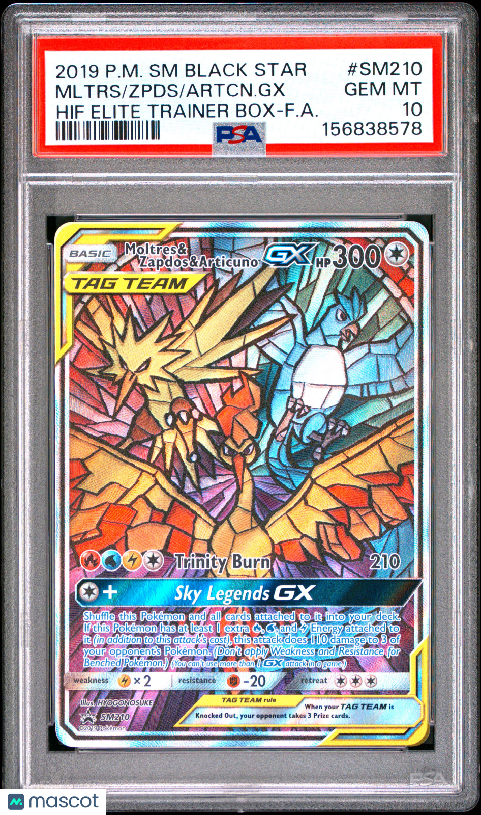 2019 Pokemon SM Black Star Promo Artcn. GX Mltrs Zpds #SM210 PSA 10