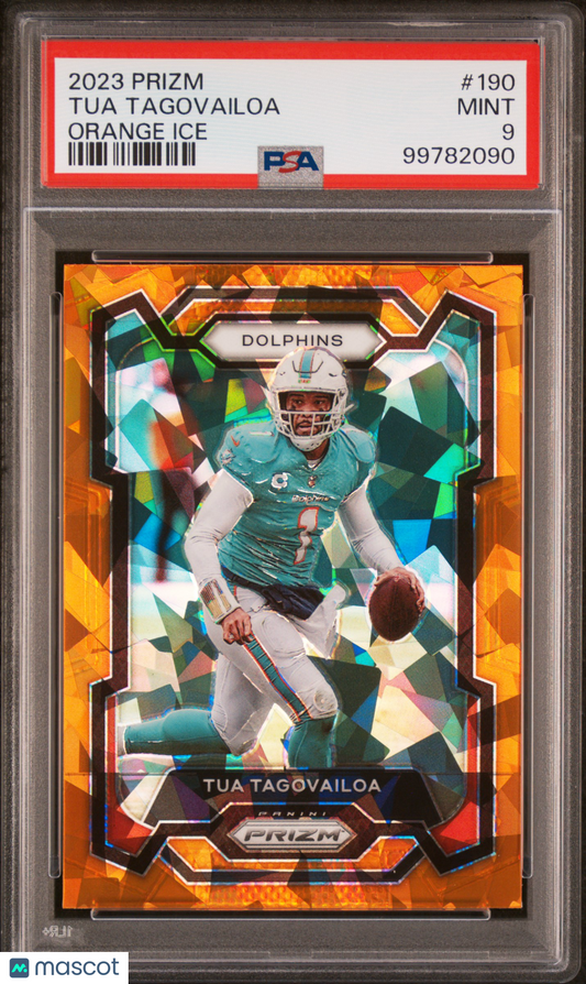 2023 Panini Prizm Tua Tagovailoa #190 Orange Ice PSA 9