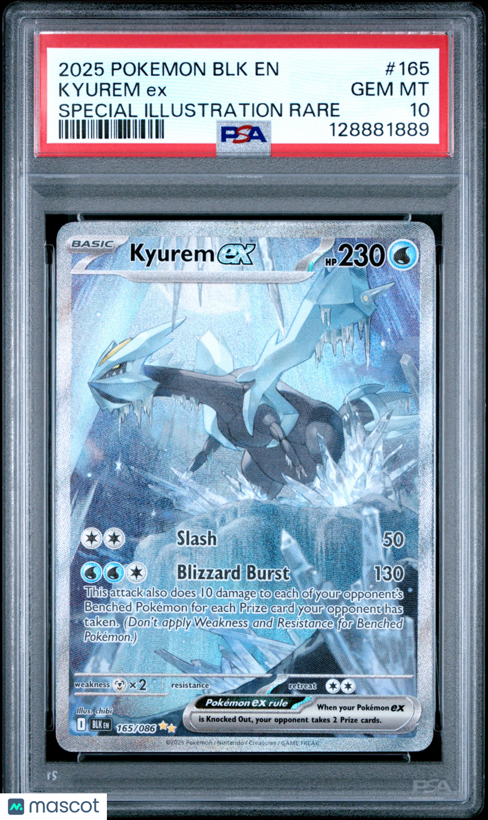 2025 Pokemon BLK EN-Black Bolt Kyurem EX #165 Special Illustration Rare PSA 10
