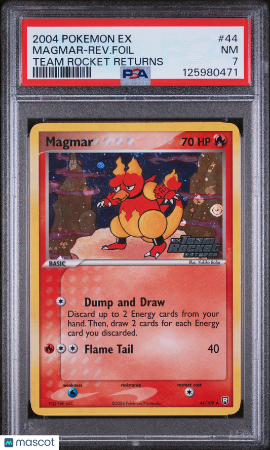 2004 Pokemon EX Team Rocket Returns Magmar Reverse Holo #44 PSA 7