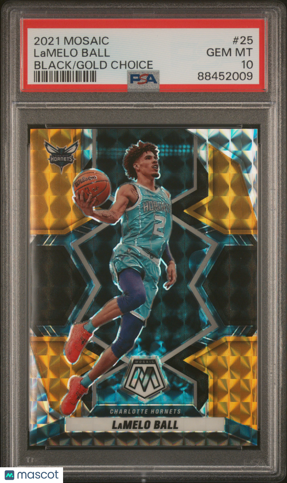 2021 Panini Mosaic Lamelo Ball #25 Black Gold Choice PSA 10
