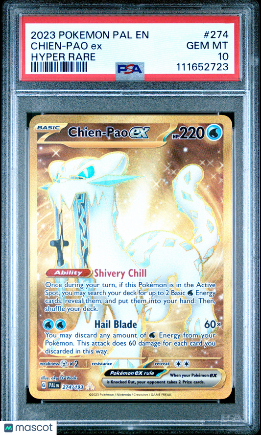 2023 Pokemon Pal EN-Paldea Evolved Chien-Pao EX #274 Hyper Rare PSA 10