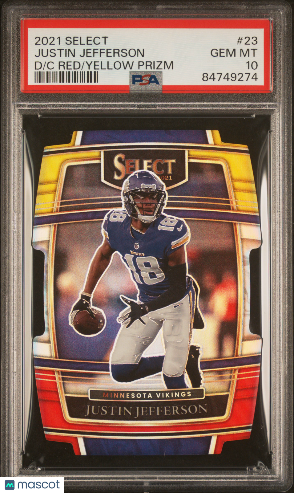 2021 Panini Select Justin Jefferson #23 D Red Yellow Prizm PSA 10
