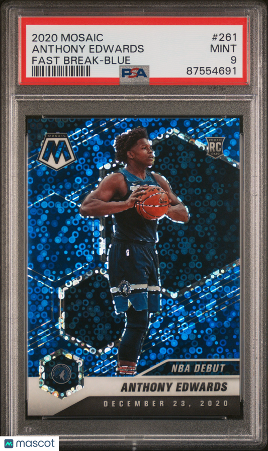 2020 Panini Mosaic Anthony Edwards #261 Fast Break Blue PSA 9