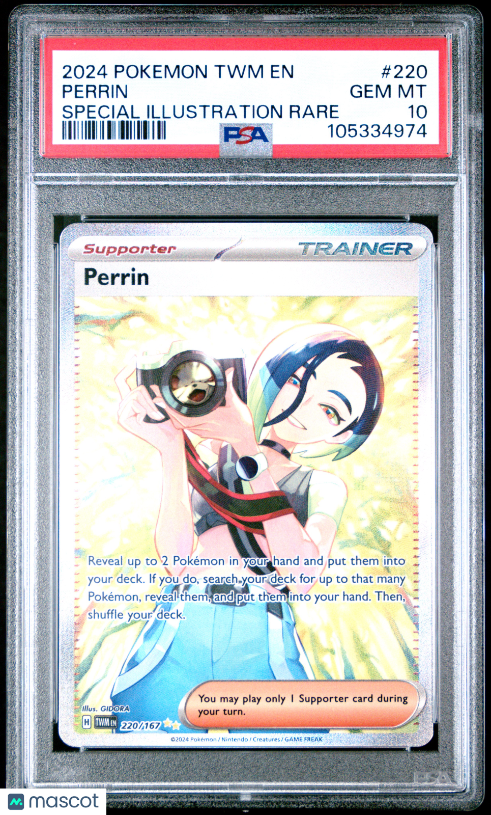 2024 Pokemon Twilight Masquerade Perrin #220 Special Illustration Rare PSA 10