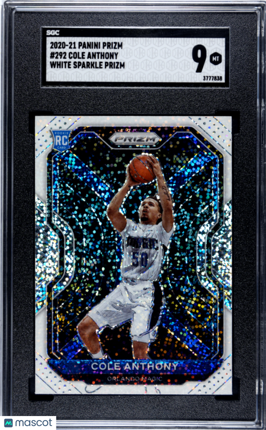 2020 Panini Prizm Cole Anthony #292 White Sparkle SGC 9