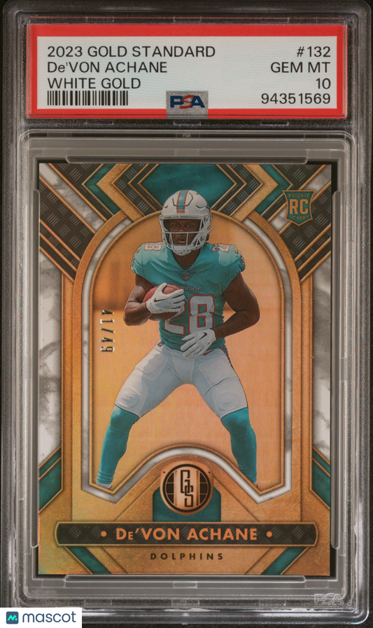 2023 Panini Gold Standard De'von Achane #132 White /49 PSA 10