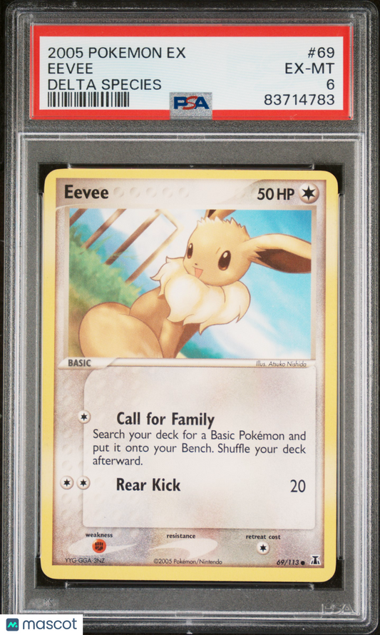 2005 Pokemon EX Delta Species Eevee #69 Delta Species PSA 6