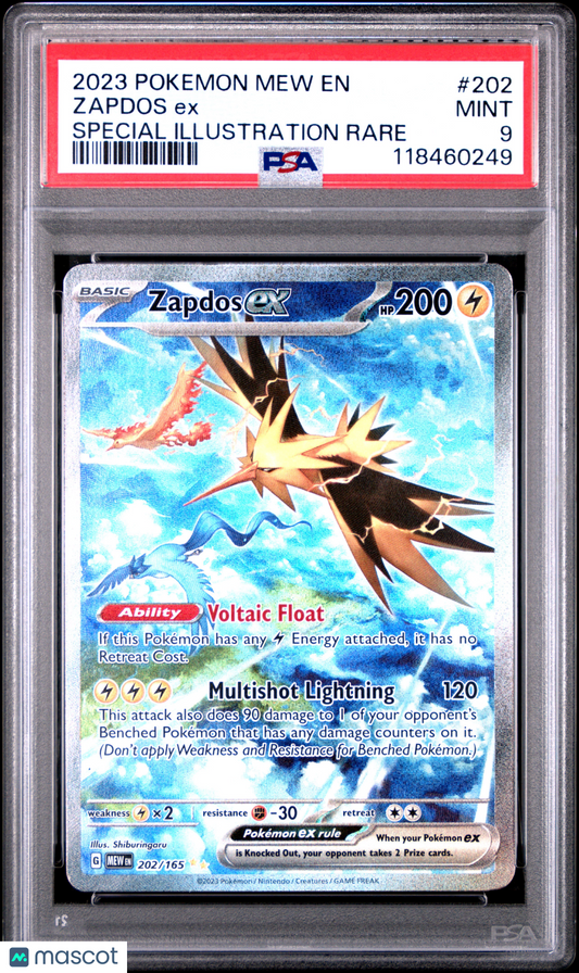 2023 Pokemon Mew EN-151 Zapdos EX #202 PSA 9