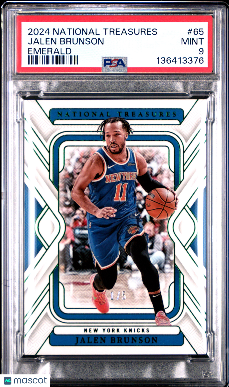 2024 Panini National Treasures Jalen Brunson #65 Emerald PSA 9